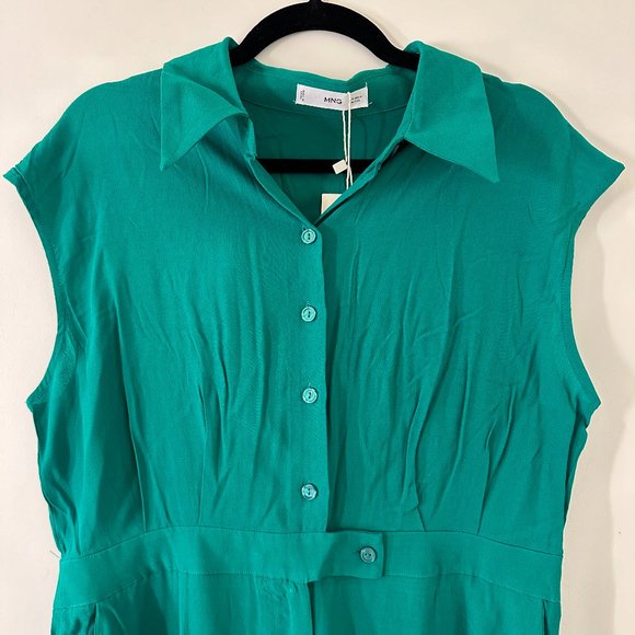 NWT Mango Green Button Down Jumpsuit - Picture 1 of 5